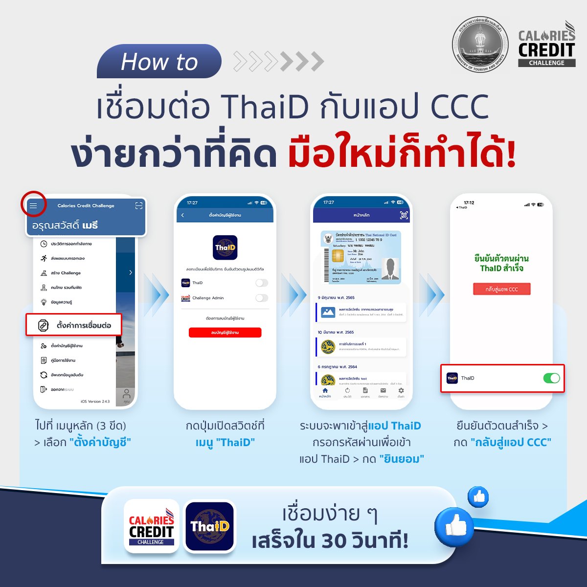 caloriescredit's tweet image. 🔒 วิธีเชื่อมต่อ ThaiD กับแอป CCC ง่ายกว่าที่คิด มือใหม่ก็ทำได้! 
โอกาสอัปเกรดบัญชี CCC! ล็อกความปลอดภัยและเพิ่มความน่าเชื่อถือให้เครดิตที่คุณสะสม!  

ใครที่กำลังสะสมเครดิตสุขภาพในแอป CCC อย่าลืมไปทำตามกันน้าาา📷
✨#CaloriesCreditChallenge #CCC #กระทรวงการท่องเที่ยวและกีฬา