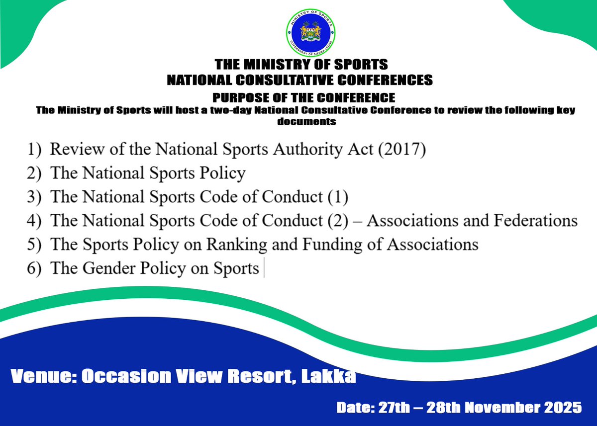 Why we Didn't attend the Review Process ; Steven Kaifala NSA.
The Director of Participation and Sustainable Sports, Steven Kaifala, said they refused to attend the consultative meeting to review six key documents, including the NSA Act of 2017, because they had not received the