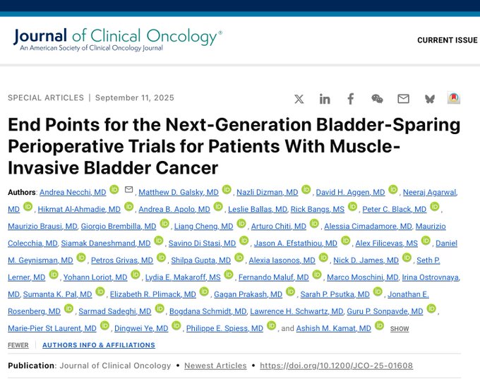 ⚡️ Refining endpoints for bladder-sparing strategies in MIBC:
An international consensus outlines a unified definition of clinical complete response and reinforces event-free survival as the most reliable primary endpoint for upcoming perioperative trials.

#BladderCancer