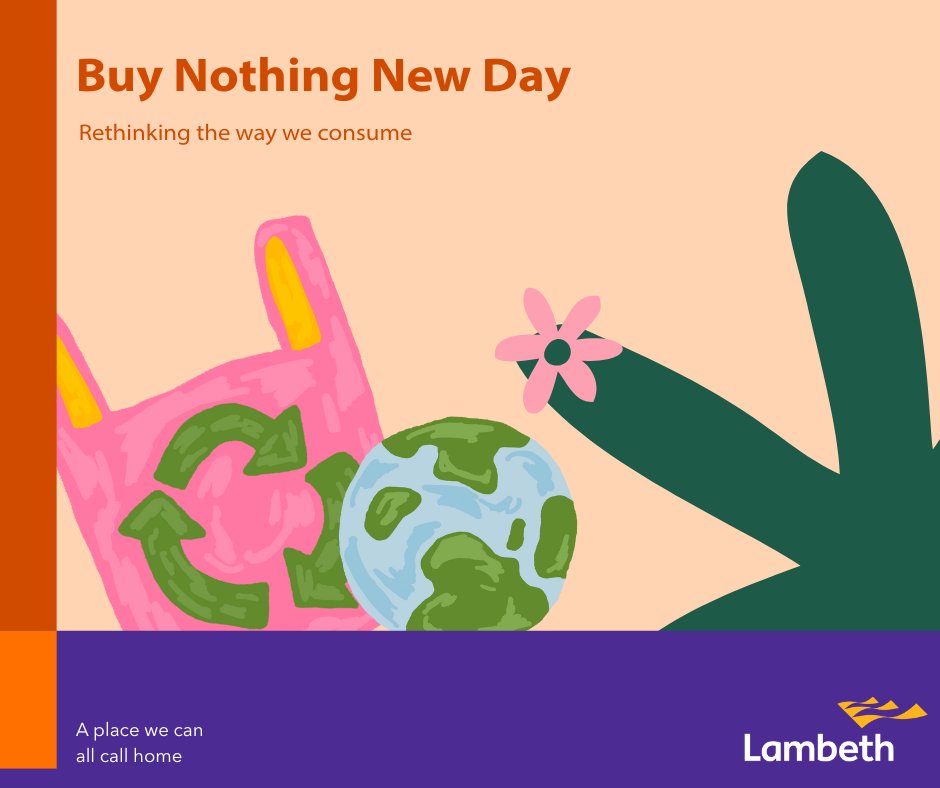 lambeth_council's tweet image. It’s #BuyNothingNewDay❌🛍️ 

Before you buy, ask🤔

❓Do I need it? 
❓Can I borrow it? 
❓Can I reuse or repair something instead?

☕Bring your reusable cup
🔁Pop into a local charity shop
♻️Choose second-hand first

Let’s rethink how we consume💚🌍