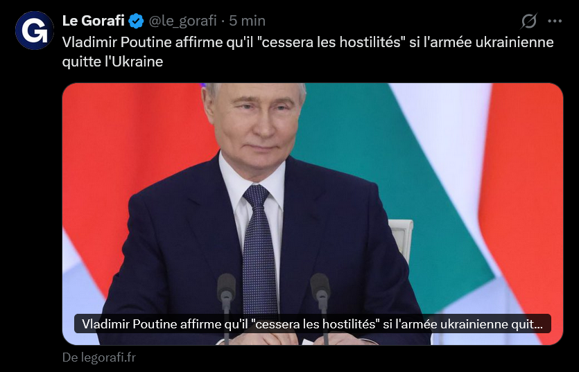 saraafonsoCRR's tweet image. le Gorafi qui pense faire du Gorafi mais qui finalement ne fait peut-être pas du si Gorafi que ça 🥶

#Poutine #Ukraine