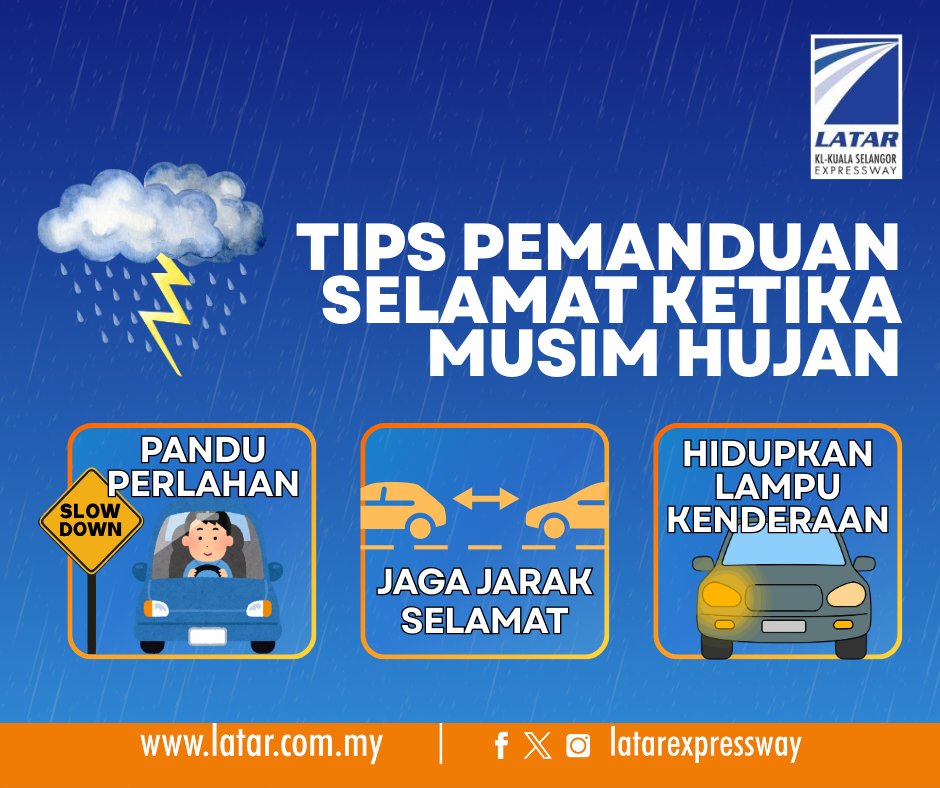 Sila berhati-hati ketika memandu 🚕
Semoga anda selamat tiba di destinasi yang dituju.

#musimhujan #LATARE25 #LATARExpressway #LATARPrihatin
