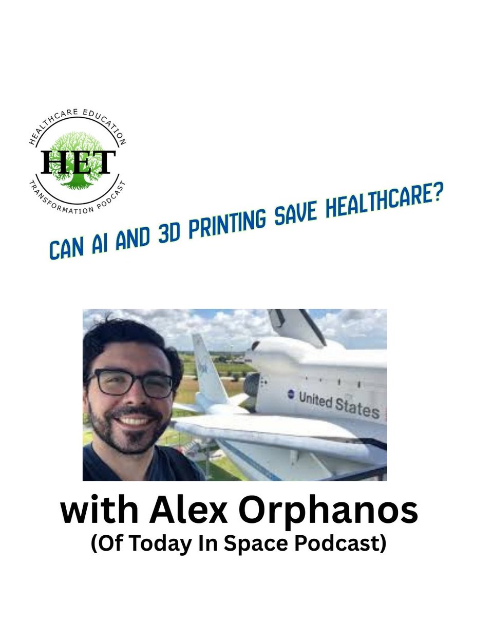 HETpodcast's tweet photo. CHECK OUT OUR YOUTUBE CHANNEL AND SUBSCRIBE FOR BONUS CONTENT!!! @todayinspacepod may just save portions of healthcare with his AI and 3D Printing ideas…I mean…with him…it actually is rocket science https://t.co/PqdFppgpnP
