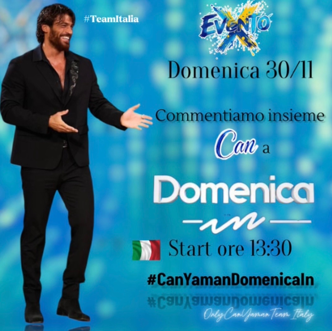 Grande appuntamento domenica con #CanYaman
a #Domenicaln

Non perdete l'occasione di commentarlo insieme a noi in diretta con Mara Venier

Vi aspettiamo domenica dalle ore 13:30 🇮🇹fino a fine intervista, con l'ht indicato in locandina

#Teamltalia
#OnlyCanYamanTeamltaly