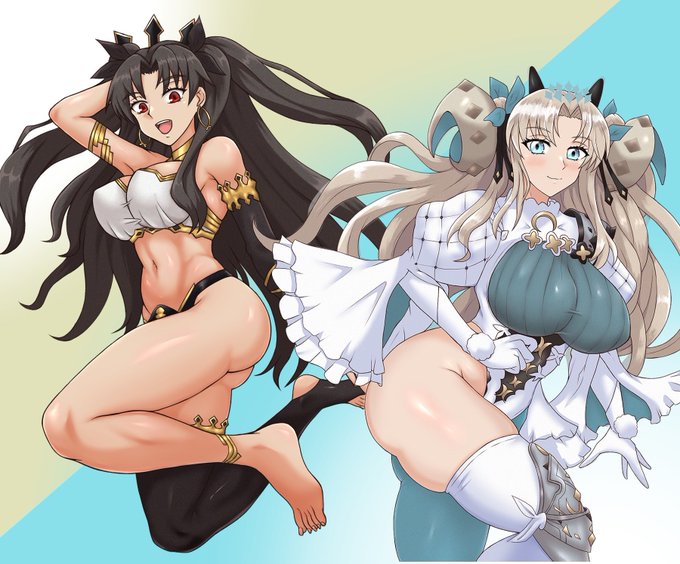 #いいニーハイの日  #FGO スペエレちゃん&amp;イシュタル再掲 