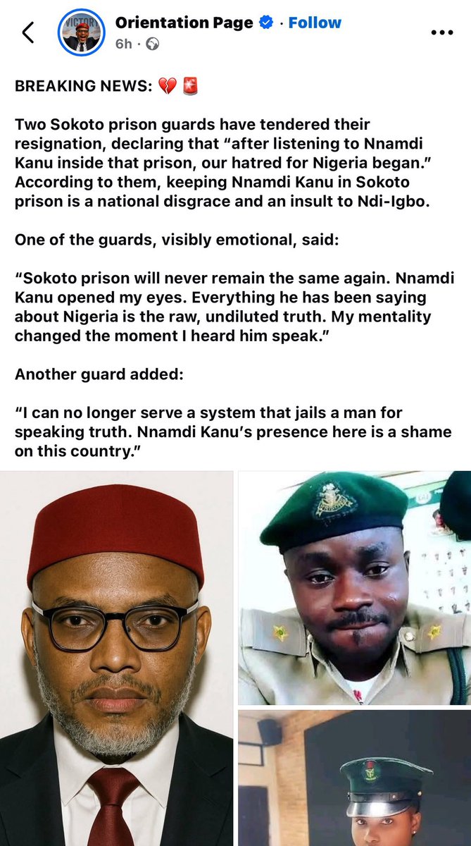 DejiAdesogan's tweet image. Lamba 1 : Over 5,000 prisoners in Sokoto Prison embrace Christianity after Nnamdi Kanu preached to them | Factcheck &amp;gt;&amp;gt;&amp;gt; the prison doesn’t have up to 5K prisoners 

Lamba 2: Two Prison Guards resigned after listening to Nnamdi Kanu | Factcheck &amp;gt;&amp;gt;&amp;gt; No prison staff resigned.