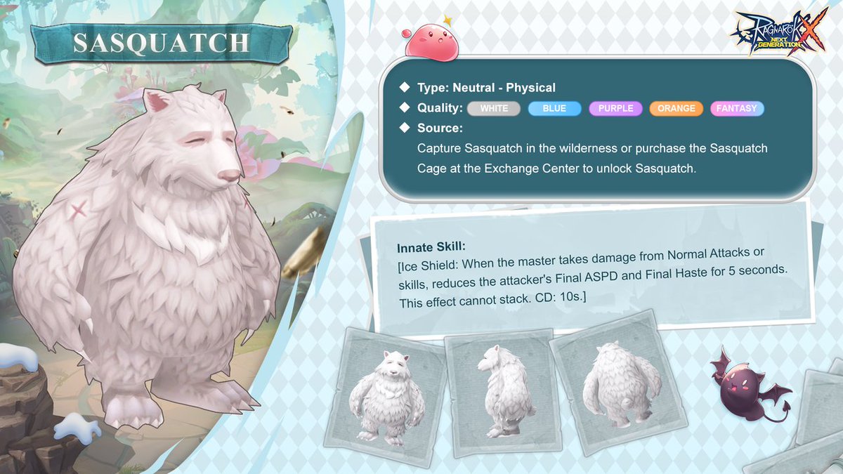 ragnarokxglobal's tweet image. ❄️ Meet Sasquatch — the lovable snow bear from the ROX pet system! Big, fluffy, and loyal, this gentle giant is ready to join you on every adventure. 🐻
✨ Who’s bringing this adorable companion along? 
#ROXGlobal #PetSystem #MMORPG