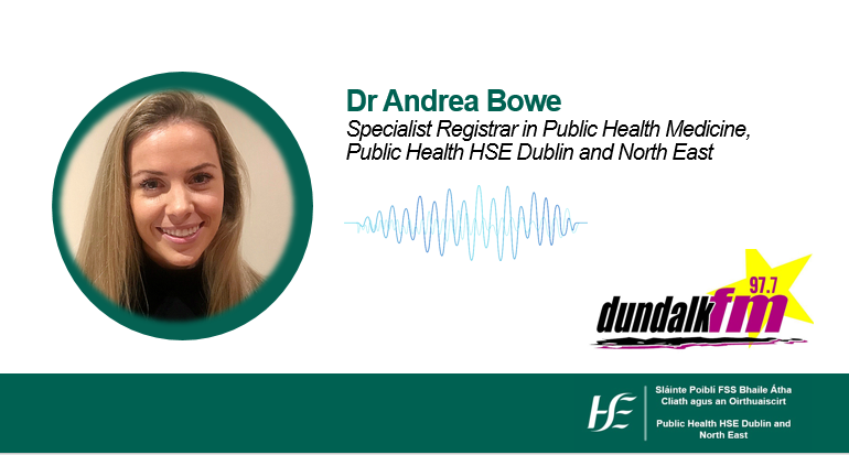 PublicHealthDNE's tweet photo. 🎧Tune In: Dr Andrea Bowe, Specialist Registrar in Public Health Medicine @PublicHealthDNE will be on @DundalkFM at 11:35am this morning, to talk about influenza and winter vaccinations. https://t.co/JGLew9GPR4