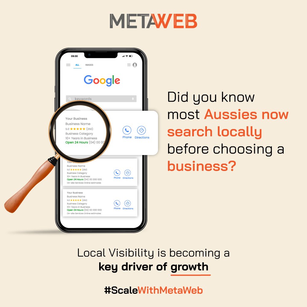 MetaWebAus's tweet image. Local search is booming in Australia. Businesses ranking first are getting more enquiries &amp;amp; trust 📍✨
Follow @MetaWebAus for more insights.
#LocalSearch #NearMeTrends #DigitalMarketingAustralia #OnlinePresence #SmallBusinessAustralia