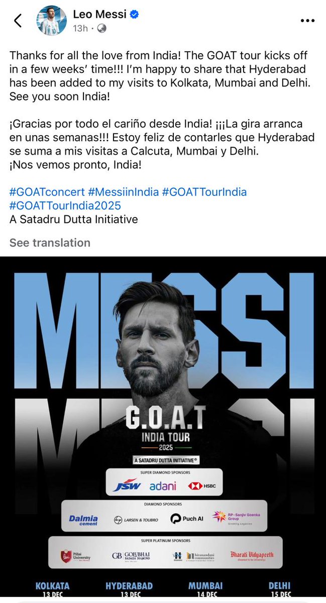 TelanganaBeats's tweet image. This shows Revanth Reddy’s brand and his vision for the people of Telangana. He is proving his words with action.
#LM10vsRR9 #RR9Delivers #MessiInHyderabad #DreamComeTrue #TelanganaRisingGlobalSummit #TRGS2025 #RevanthReddy