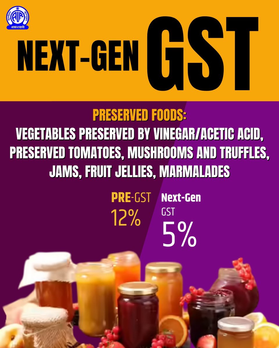 AkashvaniAIR's tweet image. #GSTBachatUtsav #NextGenGST
One Nation, One Tax.
#GSTReforms #EaseOfLiving #AatmanirbharBharat
@nsitharamanoffc @GST_Council @cbic_india
@airnewsalerts