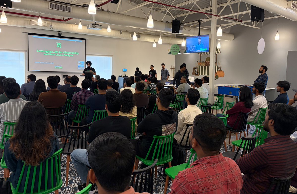 jfrog's tweet image. The developer community showed up strong at The #PolyglotMeetup in #Bangalore! 💚🐸

The room was packed with brilliant minds from the #developercommunity — and the conversations were nothing short of explosive.

We dove deep into the future of polyglot architectures with…