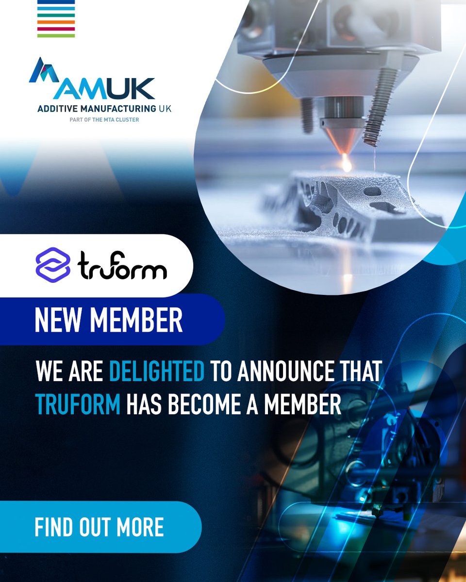 Welcome to the #AMUK community, Truform3D! 👏⚙️

Transforming #3DPrinting with a purpose-built approach — precise parts on-demand, no waste 🌍

Find out more - truform3d.com

#AdditiveManufacturing #UKMfg #Innovation