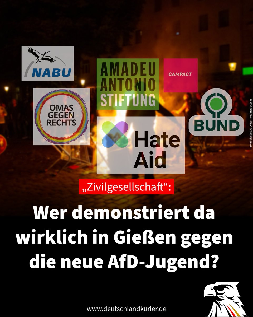 „Zivilgesellschaft“: Wer demonstriert da wirklich in Gießen gegen die neue AfD-Jugend?

Unter dem Etikettenschwindel „Zivilgesellschaft“ reisen Demo-Reisekader aus ganz Deutschland zu Tausenden nach Gießen, um gegen die Gründung der neuen AfD-Parteijugend „Generation Deutschland“