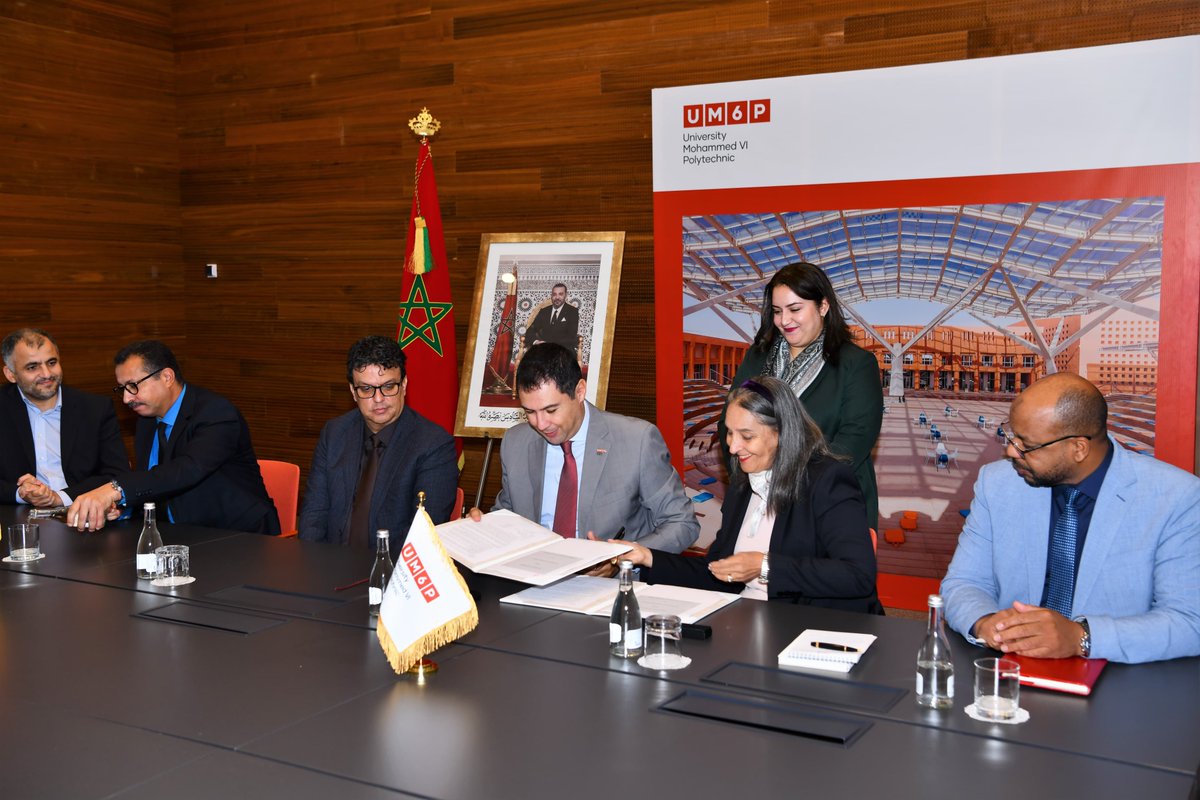 UM6P_IE_Lab's tweet photo. UM6P signed a partnership agreement with RAE2C under the TAGDev 2.0 programme, in the presence of the Governor of Rhamna and institutional representatives. A joint commitment to supporting and training out-of-school youth. https://t.co/DIs8SOXYHT