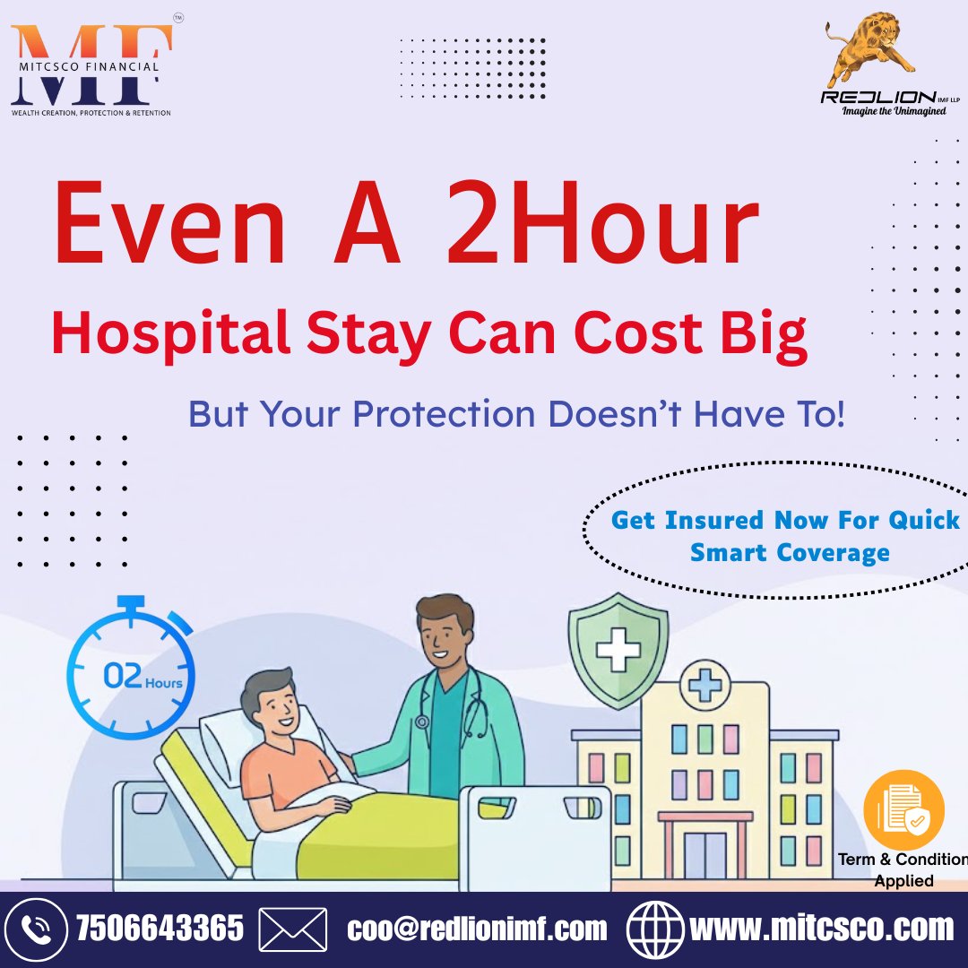 mitcsco's tweet image. A few hours in the hospital can cost big.
The right insurance makes sure your wallet doesn’t feel it.
Get smart coverage today and stay protected when it matters most. 🏥⚡
#HealthInsurance #SmartCoverage #StayProtected #MitcscoFinancial #RedlionIMF #SecureYourFuture