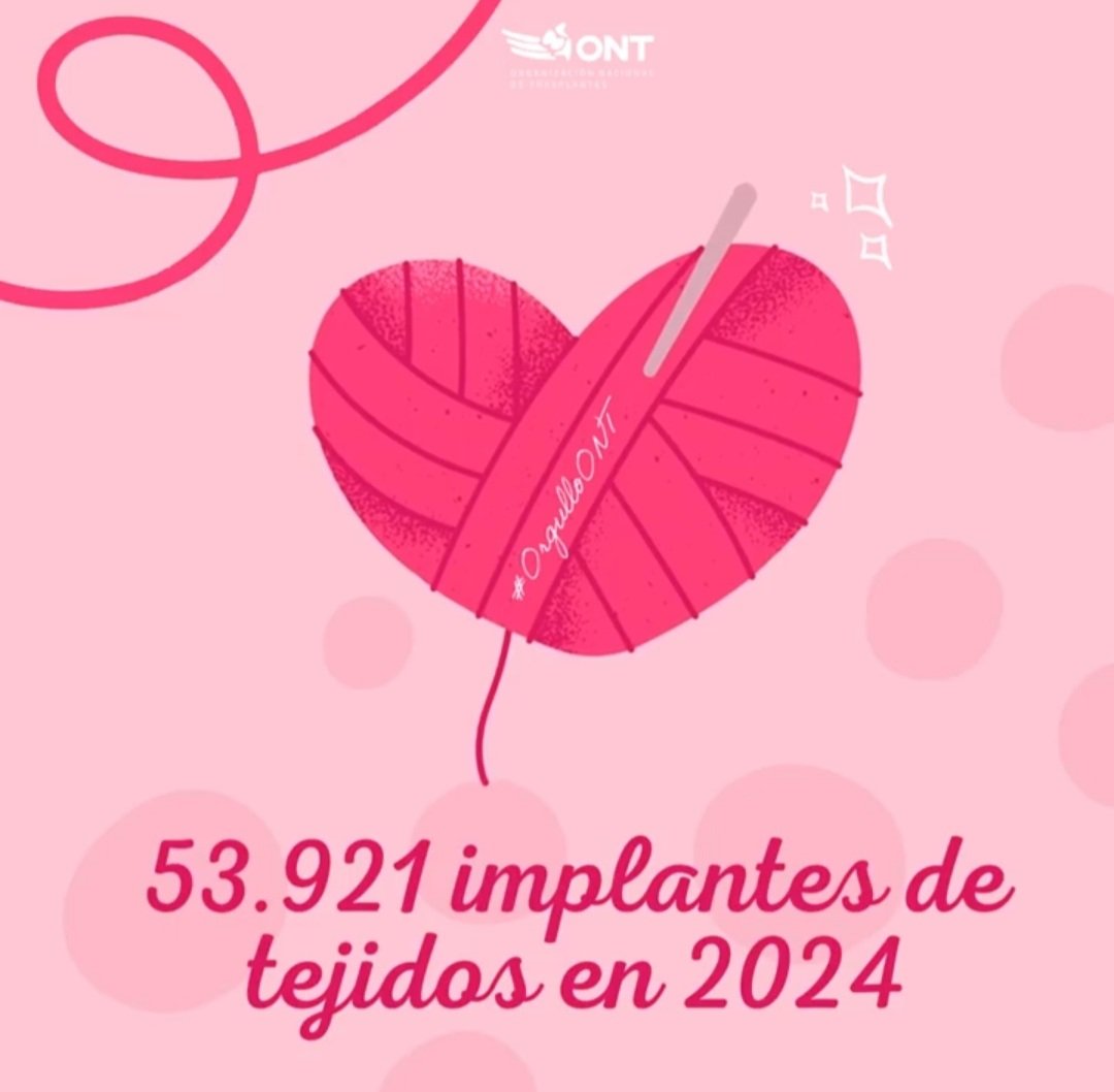 FormacionySalud's tweet image. #Sabíasque 💬 la @ONT_esp registró 53.921 implantes de tejido y hubo 7.400 donantes, en 2024, en #España.
Un solo donante puede mejorar la vida de hasta 100 personas.

Registrate como donante de #organos/ tejidos, #dejahuella

ont.es/2025/11/24/htt…
#donación #órgano #trasplante