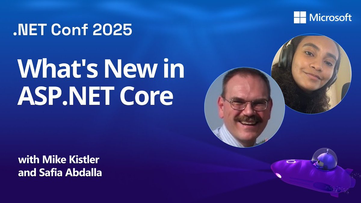 aspnet's tweet image. #dotNETConf session replay... What&apos;s New in ASP .NET Core

In this session, we explore the latest enhancements coming to #ASPNET Core in .NET 10--covering new features for building modern web applications and APIs. (cont) msft.it/l/6015tZ9zF