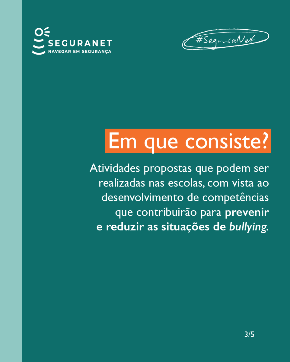 SeguraNet's tweet image. 📘 Manual ENABLE – Prevenção e Combate ao Bullying.

Conjunto de atividades, estratégias e recursos dirigidos a alunos, professores e famílias, para prevenir e reduzir situações de bullying.

Consulte o manuel completo em 🔗 seguranet.pt/sites/default/…

#SeguraNet #ENABLE #Manual