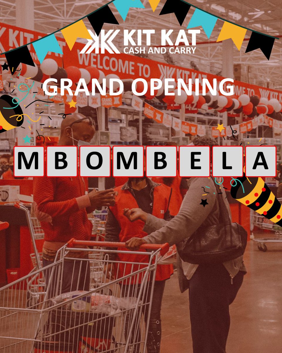 KitKatGroupSA's tweet image. Something exciting is coming to Mbombela! 🎉

A brand new Kit Kat Cash &amp;amp; Carry store is opening on the 05 of December. Get ready for unbeatable deals!