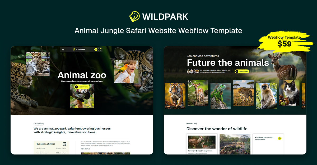 themetechmount's tweet image. Wildpark Webflow template for jungle safaris, wildlife tours, nature park &amp;amp; outdoor adventures with immersive visuals, smooth navigation &amp;amp; adventure ready layouts.
👇
 webflow.com/templates/html…

#WildparkTemplate #SafariWebsite #WildlifeWebDesign #WebflowTemplate #NatureTourism