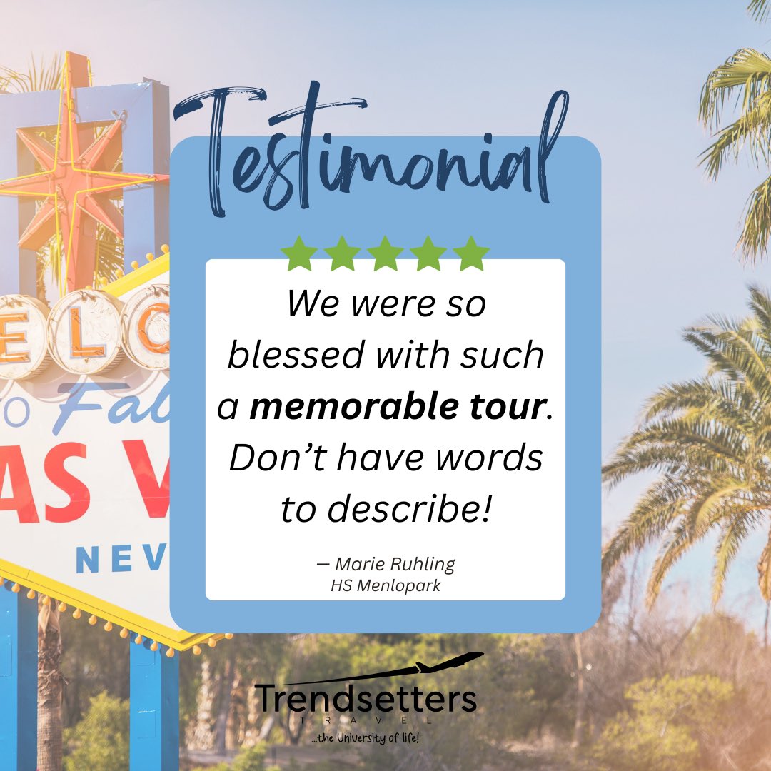 Thank you for the kind words, Marie!! ✈️ #trending #schooltour #testimonial #trendsetterstravel