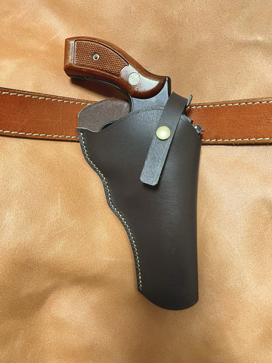 コルト パイソン、S&W M19 4インチ用右利きレザーホルスター 国産