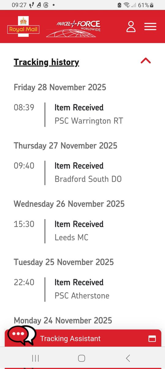 JeffGai86073670's tweet image. @parcelforce I live in Leeds. My parcel arrived in Leeds 2 days ago. It was then mistakenly sent to Bradford 6.6 miles away! I tracked the parcel today to find it has been sent to Warrington 60 miles away. Pathetic!
