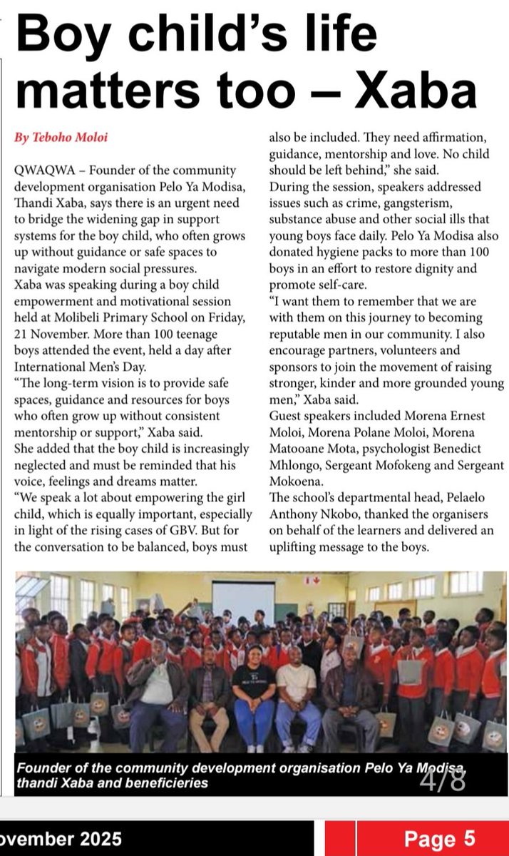 Honoured to host Pelo Ya Modisa's first boy child programme.