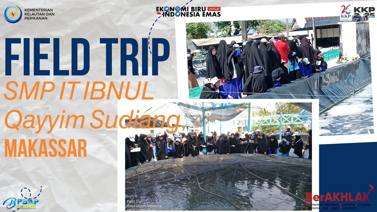 Sobat Budidaya.
Hari ini menerima kunjungan Field Trip dari SMP IT Ibnul Qayyim, Sudian Makassar. Para siswa berkesempatan melihat langsung proses pembenihan kepiting, kakap putih, &amp; udang
Semoga pengalaman ini menambah wawasan dan menumbuhkan kecintaan terhadap dunia perikanan!