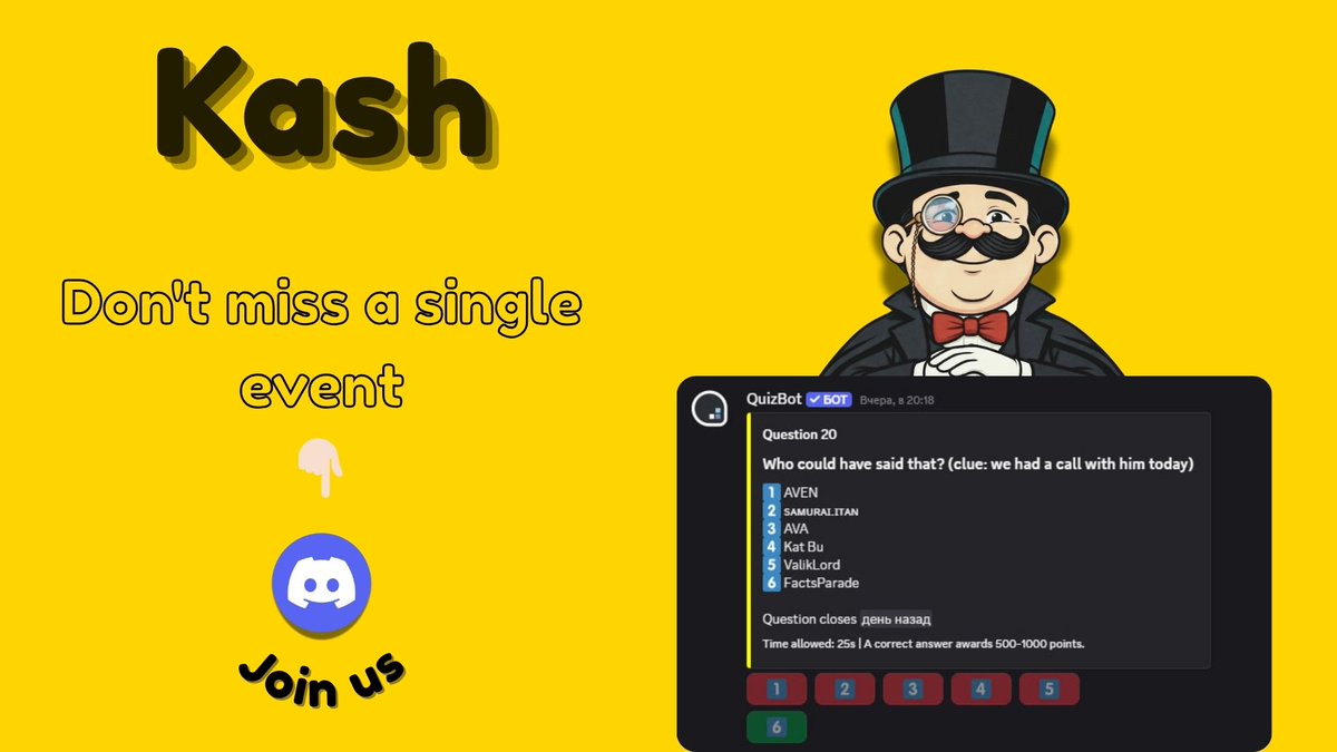 An event where you could win money without investing anything?😮‍💨

That's right, it took place yesterday at 5 p.m. on the Discord server of the <a href="/kash_bot/">kash</a> project

The event was poker-themed, and the prize places were from 3 to 1, with rewards ranging from $10 to $70🃏

This is a