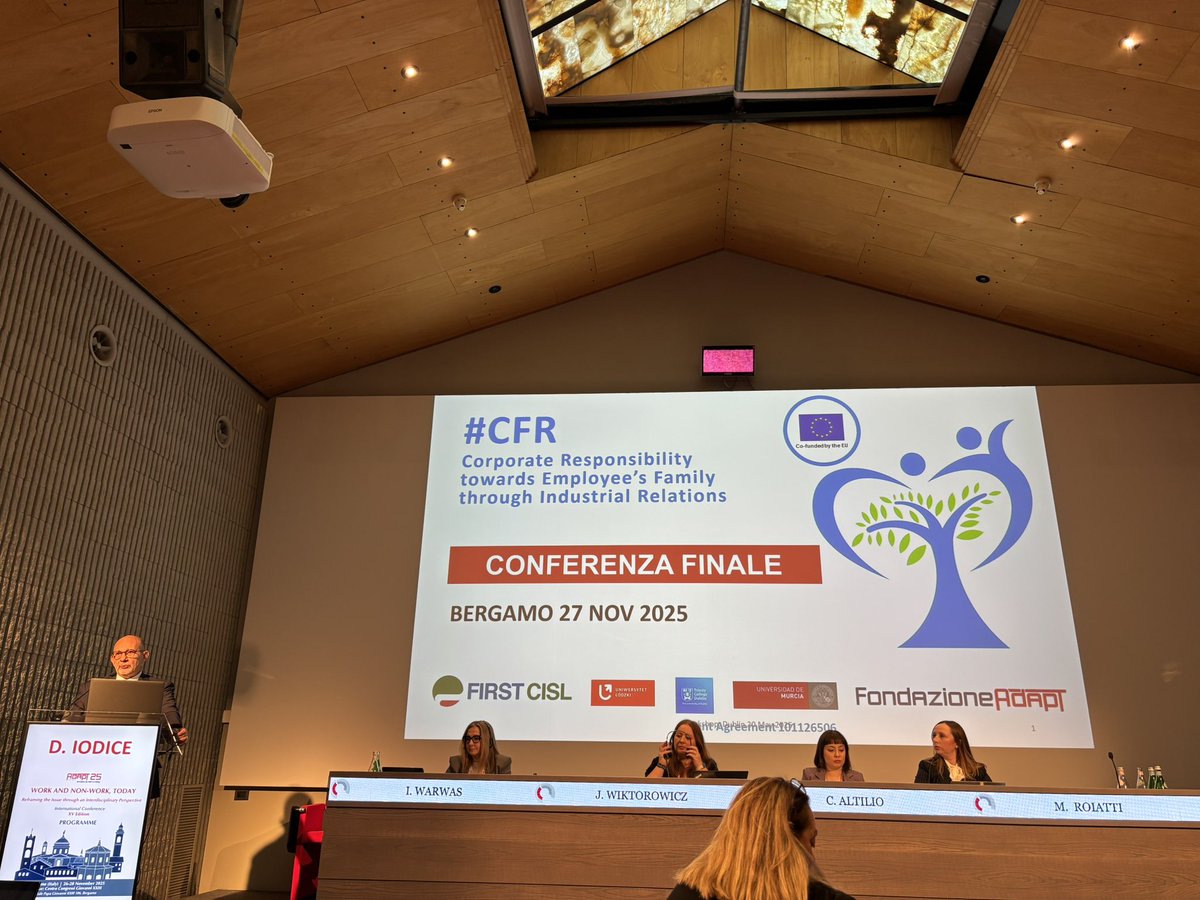 Inizia ora il workshop 16 che ospita la final conference organizzata nel contesto del progetto europeo #CFR “Corporate Responsibility toward Employee’s Family through Industrial Relations”. 

#ADAPTConference2025