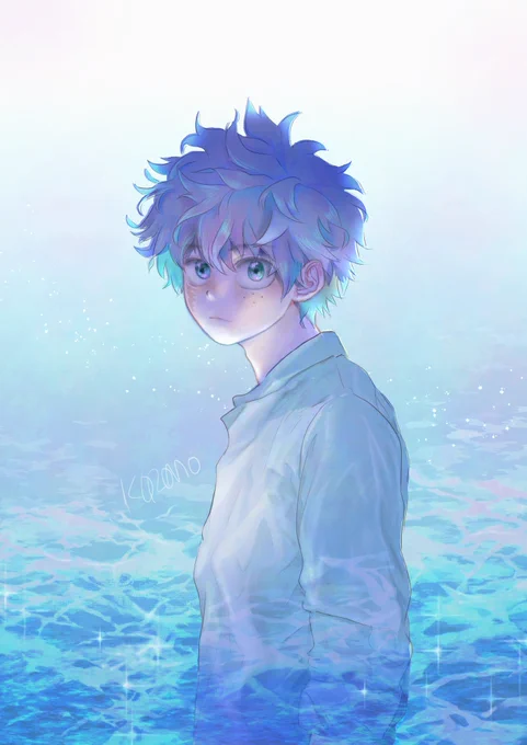 水面の翡翠。 #緑谷出久