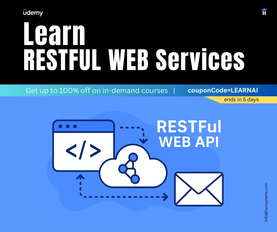 metlasudha's tweet image. Learn Restful WEB API, JavaScript and HTML: Web Services
udemy.com/course/learn-h…
#restapi #restful #ai #blackfriday #offer #udemy #free #harisystems
