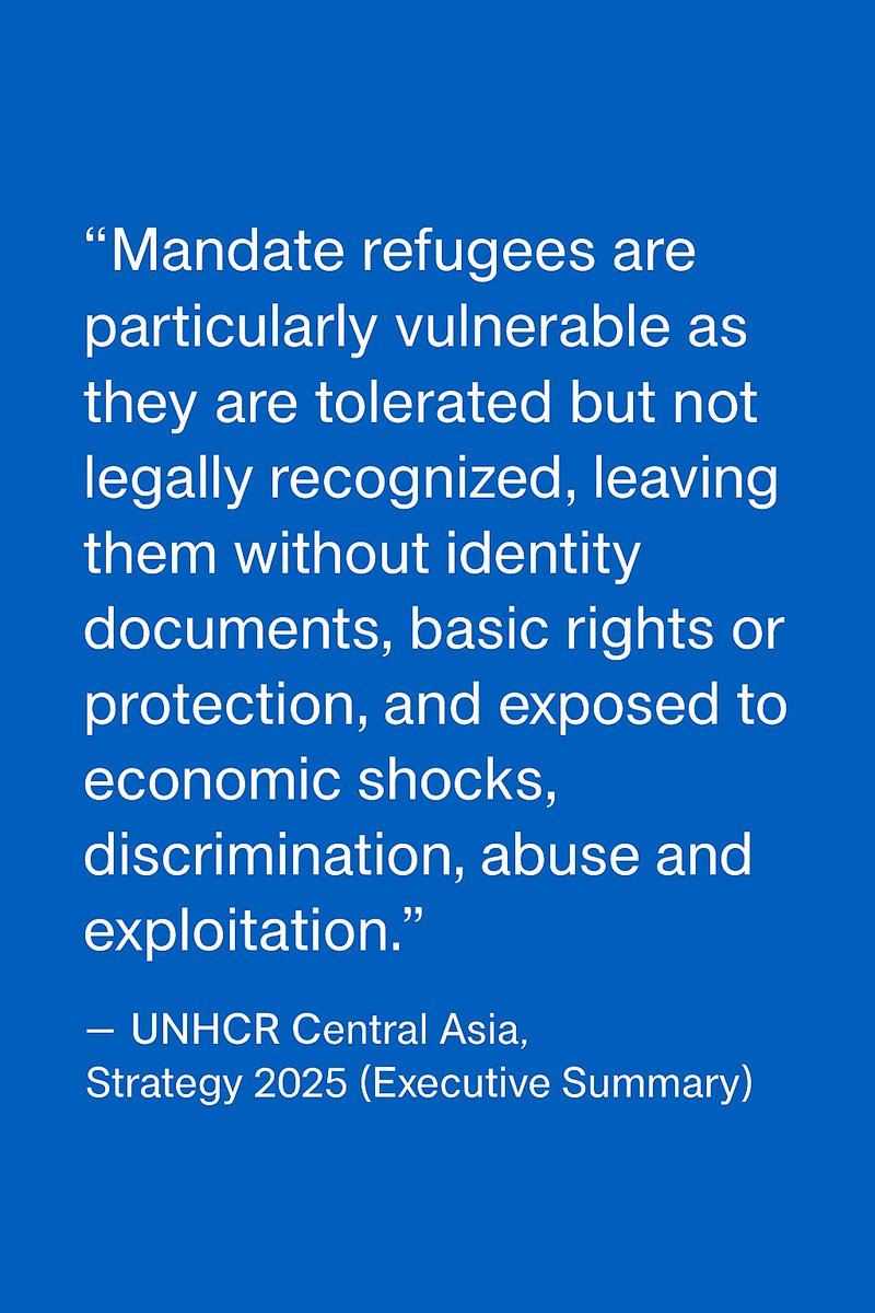 📌 UNHCR’s own Strategy 2025 openly acknowledges what we have lived through for 25+ years.
Mandate refugees in #Kyrgyzstan are not legally recognized, left without identity documents, without basic rights or protection — and exposed to economic shocks, discrimination, abuse and