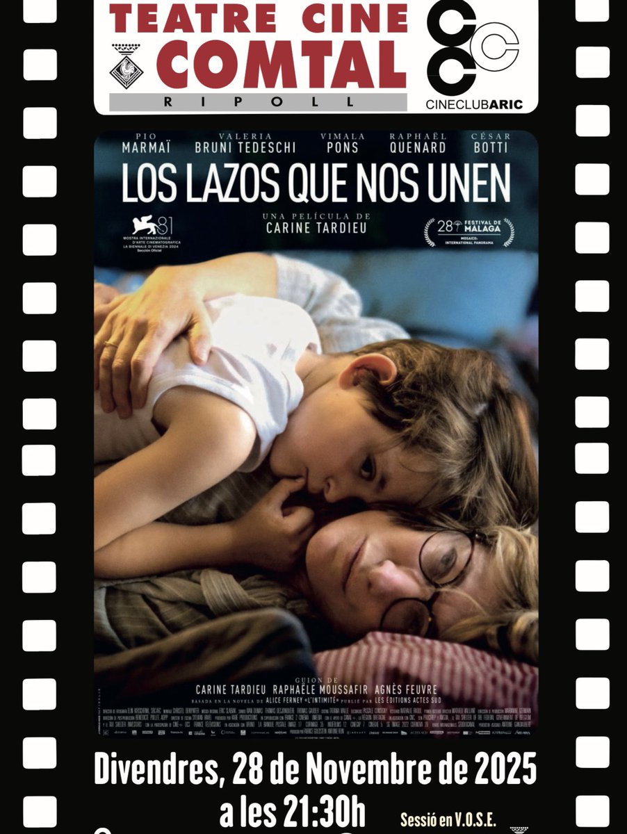 Avui a Ripoll, sessió de Cineclub amb la pel·lícula francesa “Los lazos que nos unen” (“L’attachement”, Carine Tardieu, 2024).

🗓️ 28 de novembre de 2025
🕒 21:30
📍 Teatre Cine Comtal (Ripoll)

#LosLazosQueNosUnen #CineClub #Ripoll #cinedepoble