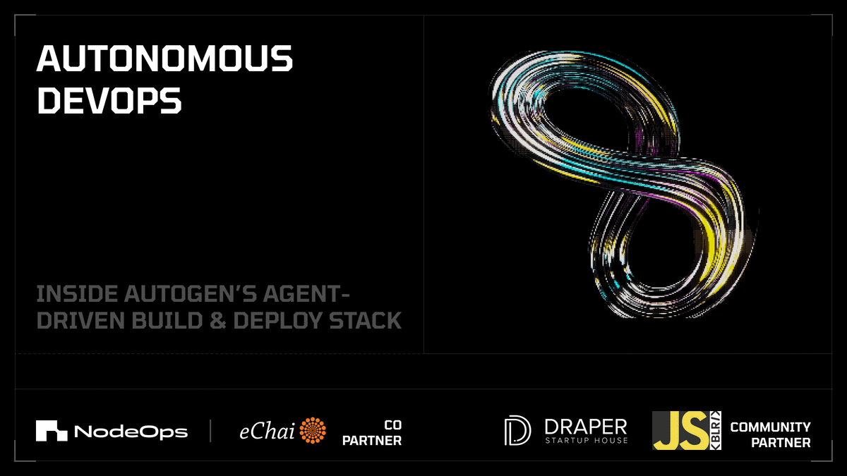 BuildOnNodeOps's tweet image. Curious why autonomous DevOps will be key for the next wave of builders?

Then, you&apos;re in luck. Tomorrow @naman_307 will break it down and walk through how Autogen is reshaping the way developers build and deploy.

Key details:
→ Draper Startup House, Koramangala
→ Tomorrow,…