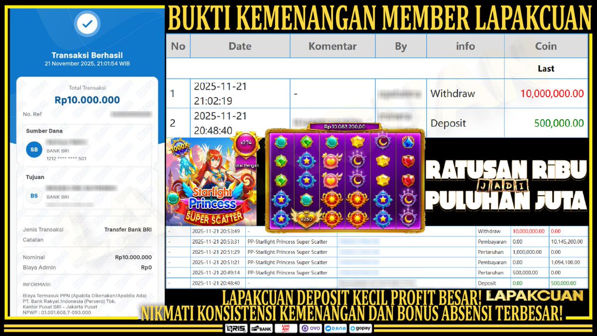 pasticuan168's tweet photo. Lapakcuan - Bukti Kemenangan Dapatkan Bonus Tambahan di Lapakcuan!

Buruan klaim sekarang! Jangan sampai kelewatan kesempatan menang jackpot lebih besar!

Pencarian ==> Lapakcuan

Bergabung ==> https://t.co/pLhjcLjgKe

#lapakcuan #lapakcuan168 #buktikemenangan #rtp #pola #fyp https://t.co/foktmL9IYq