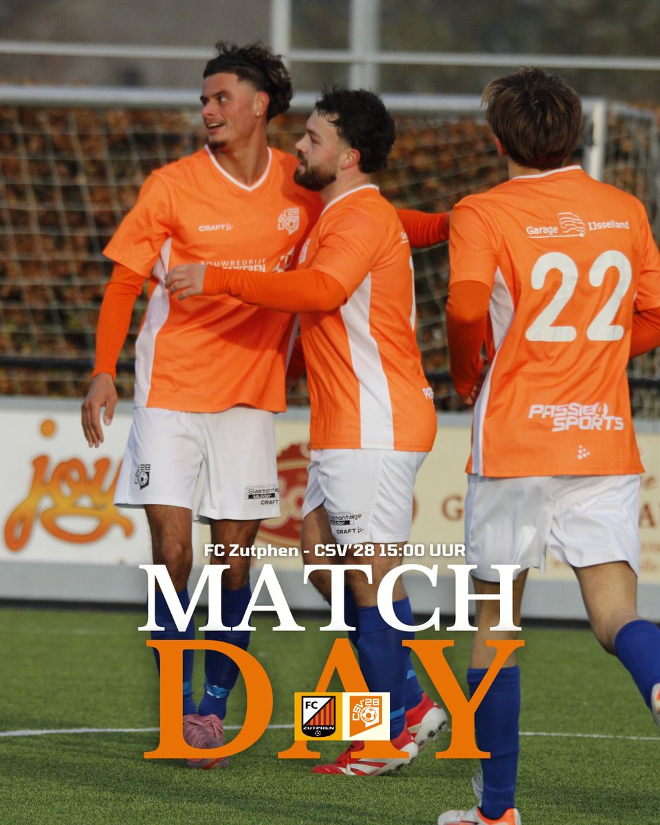 𝐁𝐀𝐂𝐊 𝐎𝐍 𝐓𝐇𝐄 𝐑𝐎𝐀𝐃
⚔ FC Zutphen - CSV'28
🥇Zaterdag 2de Klasse H | Speelronde 10
📆 Zaterdag 29 November 15:00
📍 Sportpark ’t Meijerink
#samenzijnwijdeclub

📸 Baloeboen Fotografie
