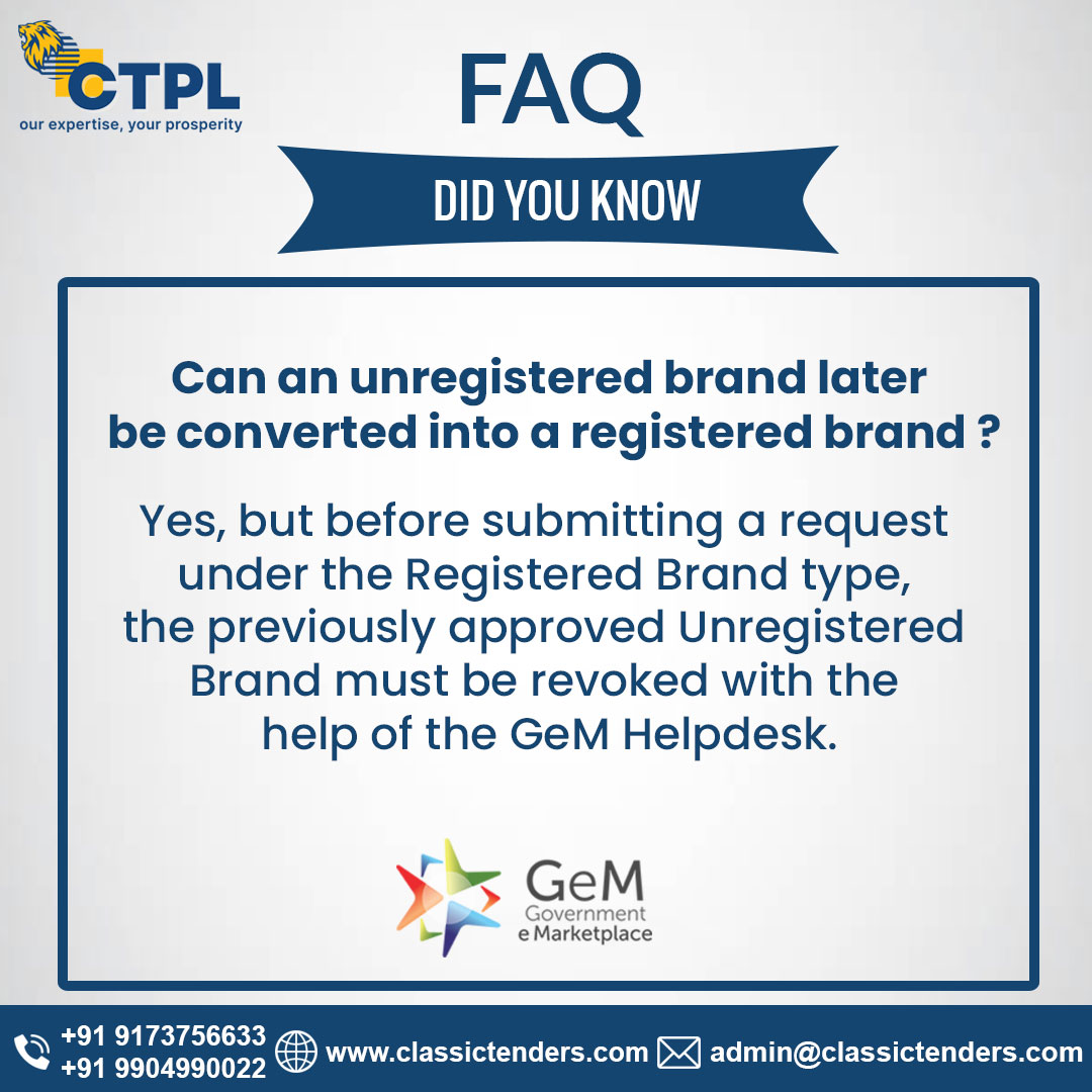 classic_tenders's tweet image. FAQ (Frequently Asked Question) on GeM Portal

For Tender Information, Tender Bidding &amp;amp; 
GeM Portal Related Services. 

Get in touch with us;
Contact Us :  9173756633 |  9904990022
Visit : classictenders.com

#Classictenders #FAQ #faqongem #gemservices #gemserviceprovider