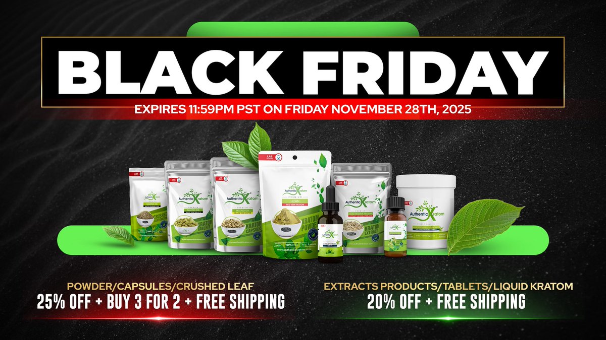 authentickratom's tweet photo. Black Friday Deals! Don’t miss out:

https://t.co/ux3eMl6LAw https://t.co/SIoXeI1Q6G