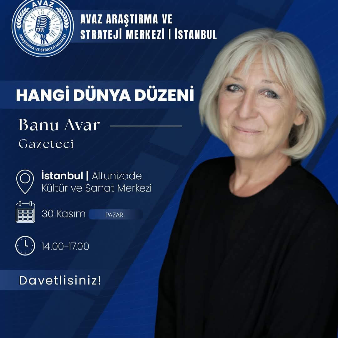 tlybkdgd's tweet image. #AVAZ #İSTANBUL da,
MİLLETİN  🇹🇷AVAZ&apos;I

KÜRESEL HESAPLAR, MİLLİ DURUŞLAR:
YENİ DÜNYA DÜZENİ ÜZERİNE #BANUAVAR İLE BÜYÜK BULUŞMA Davetlisiniz.. 
@AvarBanu @sdeniz13 @GunesOcalan
@AvazIstanbul
@AvazStrateji