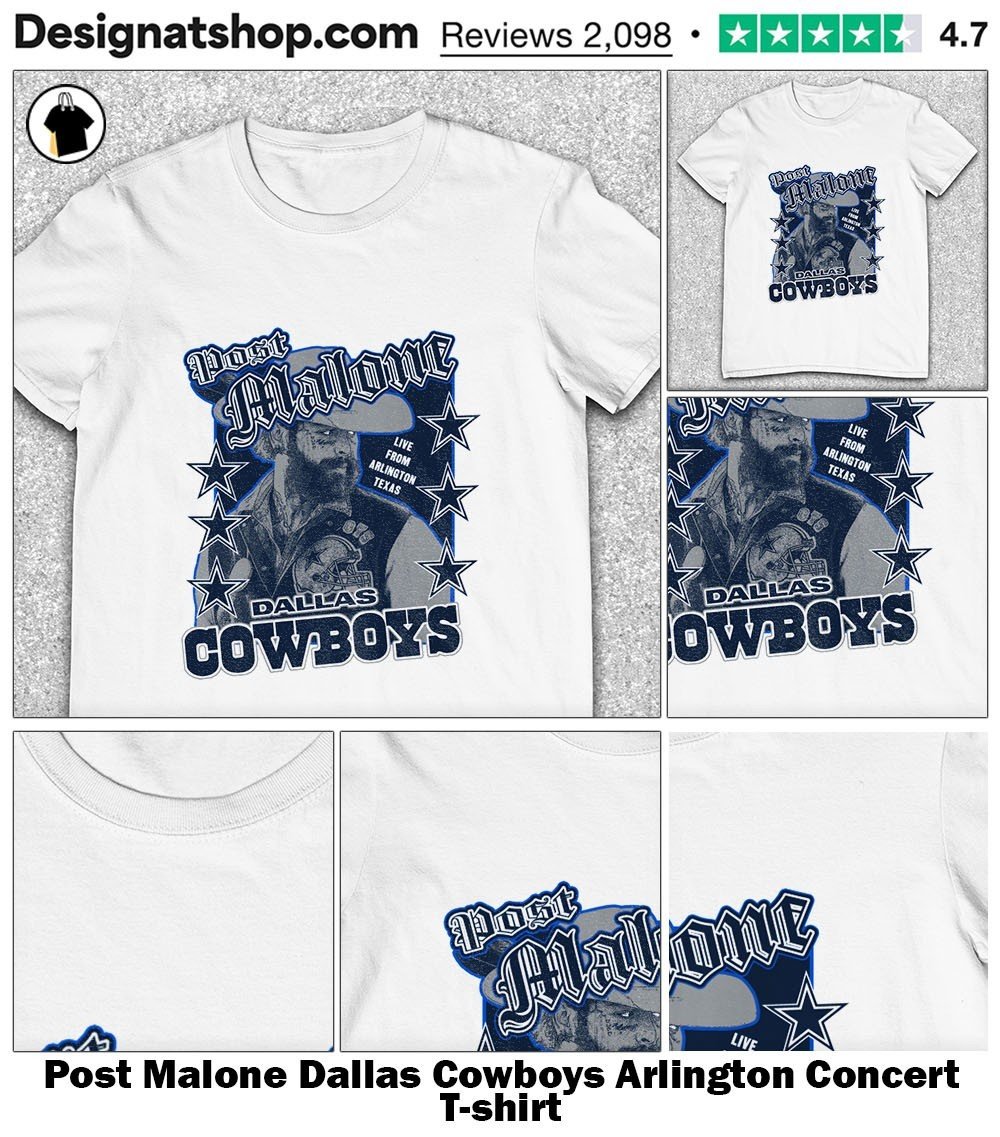 DesignatShop's tweet image. Post Malone Dallas Cowboys Arlington Concert shirt
Rep Post Malone and the Cowboys with this exclusive Arlington concert tee.
🔗 designatshop.com/product/post-m…
#PostMalone #DallasCowboys #ConcertMerch #ArlingtonTX #MusicFans #DesignATShop
