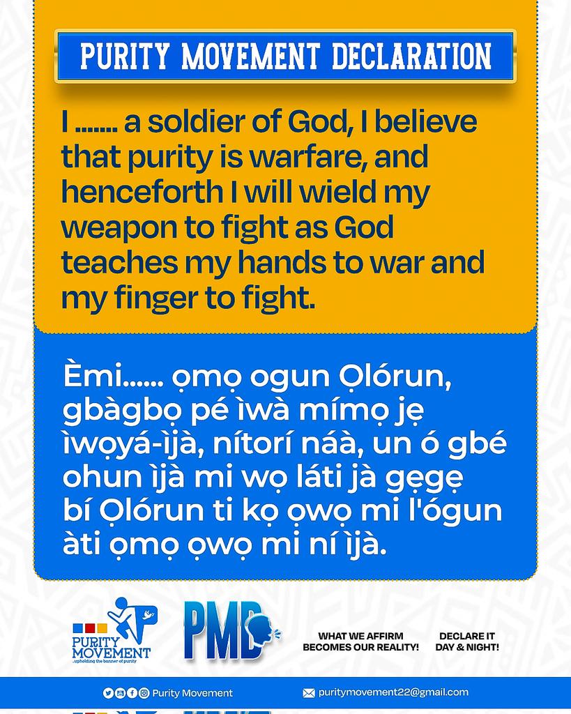 puritymovementt's tweet image. Purity Movement Declaration (PMD)🗣️🗣️🗣️ | November 28, 2025.

#declaration
#affirmation
#PurityMovement
#Jesusbeglorified
#Lightbebroughttoallmen
#Thetreesofrighteousnessbeplanted
#spamedia