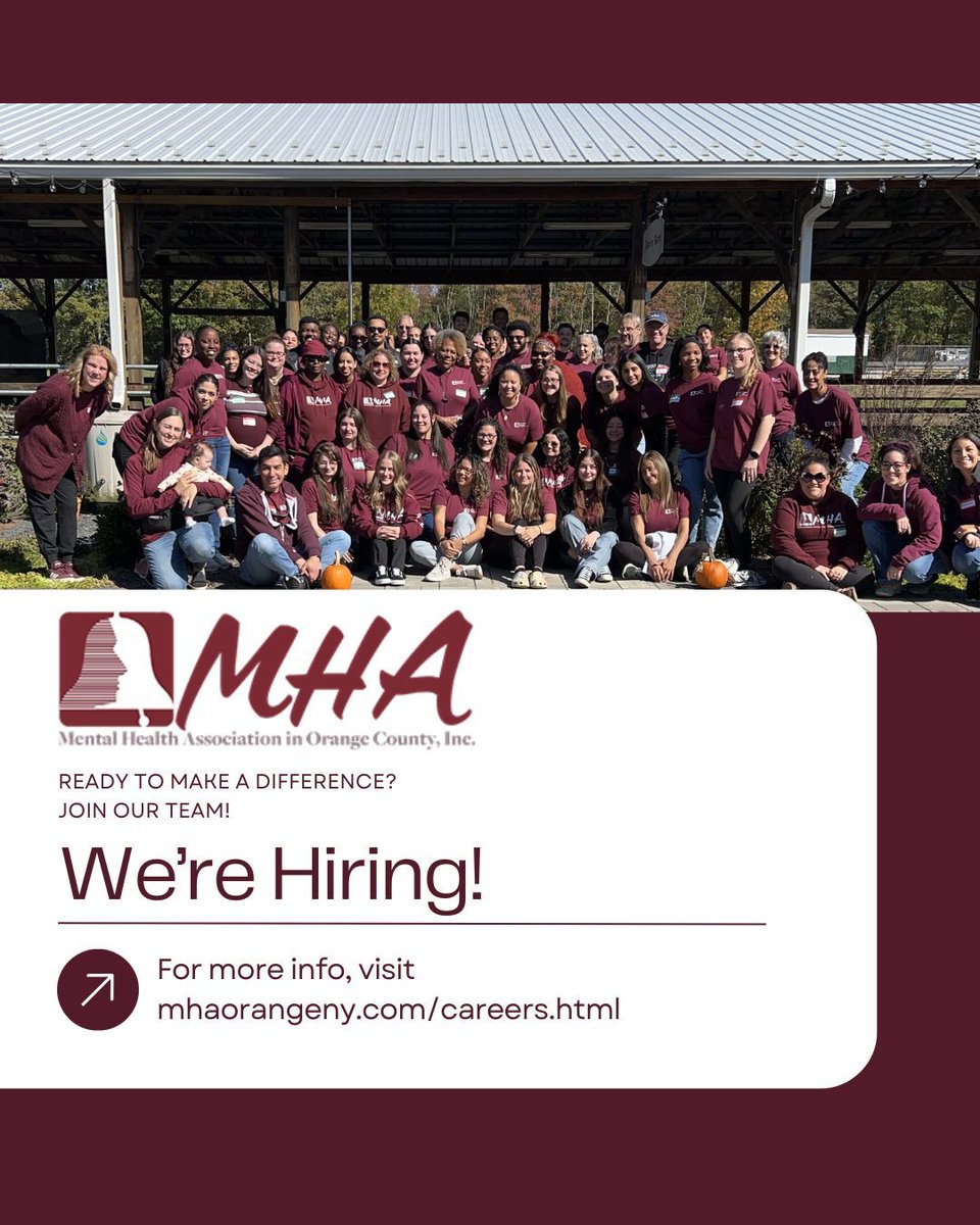 Looking for work that matters? 💬
Join a team that believes in hope, connection, and community care.
View open positions and apply today: buff.ly/ZzIOoTc
#MHAOC #NowHiring #JoinOurTeam #MentalHealthJobs #CareersWithPurpose