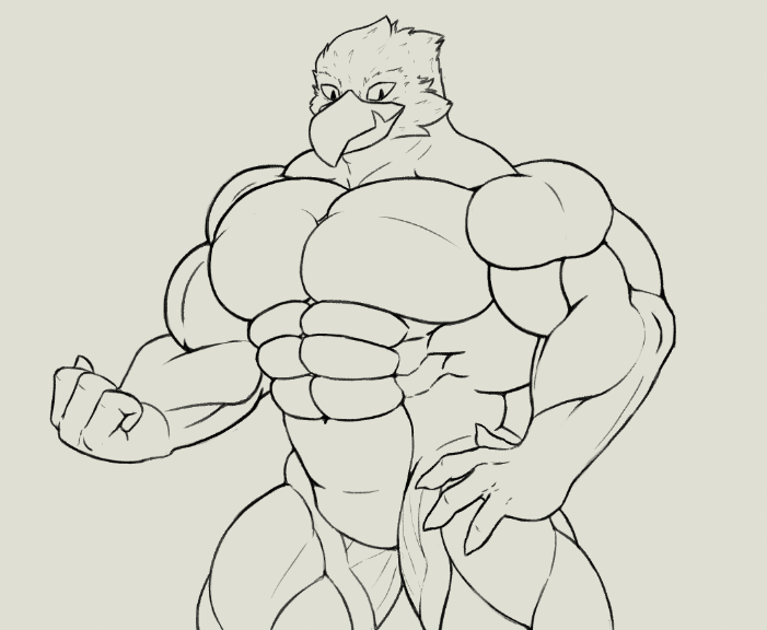 Working on a fun new png for my stream! Finally got most of the body done, just gotta clothe the boy ^^