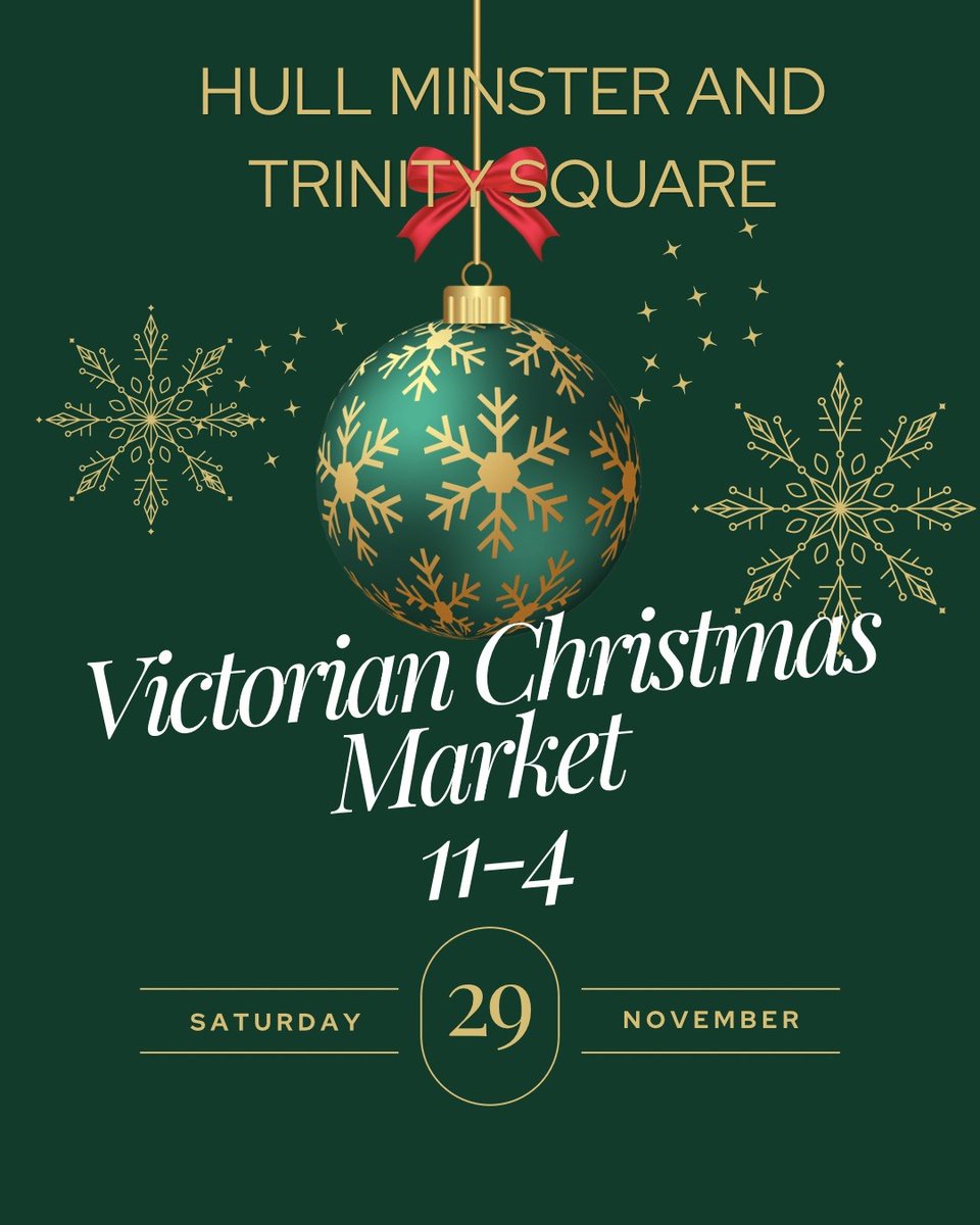HullMinster's tweet image. Victorian Christmas Market
HULL MINSTER, South Church Side, Hull, HU1 1RR
29 Nov 2025 11am - 4pm FREE
Family &amp;amp; Dog Friendly
Victorian Christmas themed market inside of the splendid Hull Minster, 11am to 4pm with free activities and Christmas themed street entertainment