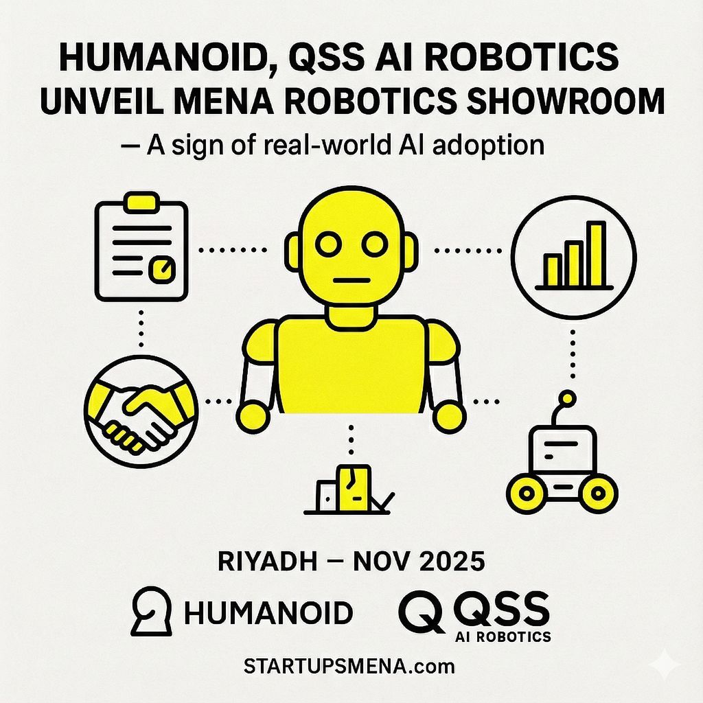StartupsMENA's tweet photo. 🤖 A huge moment for robotics in MENA!
@Humanoid + @QSSAIRobotics launch the region’s first AI-robotics showroom — bringing real-world robots to enterprise & industry 🔥
Read 👇
https://t.co/0UcmZQTeCs
#Robotics #AI #Automation #MENAtech https://t.co/I2AhN4tCEh