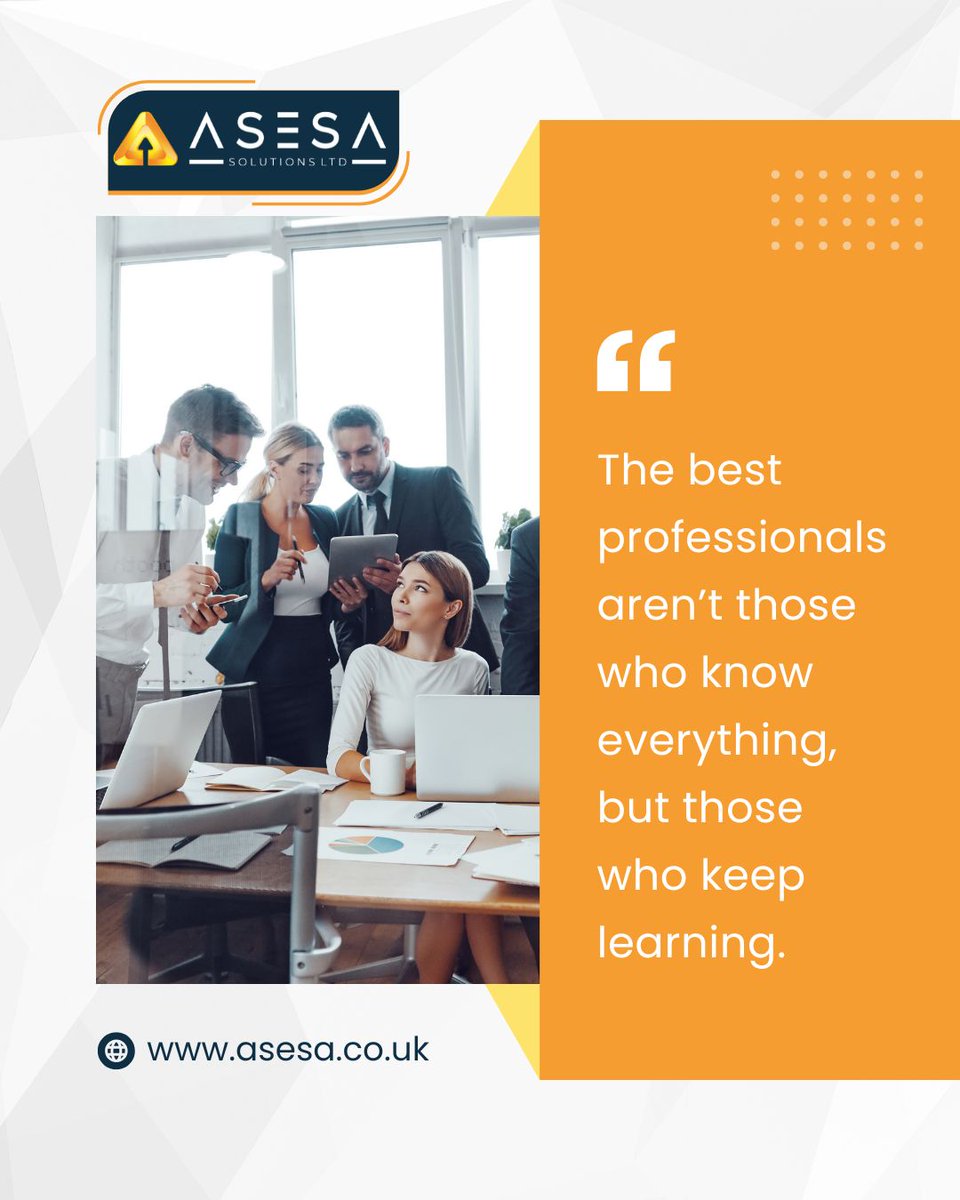 asesasolutions's tweet image. Progress starts with learning.
At ASESA Solutions, we believe that staying curious and investing in knowledge is what builds strong professionals and stronger organisations. 📚🚀
#ASESASolutions #GrowthMindset #KeepLearning #FutureReady #BusinessDevelopment #EmployeeGrowth