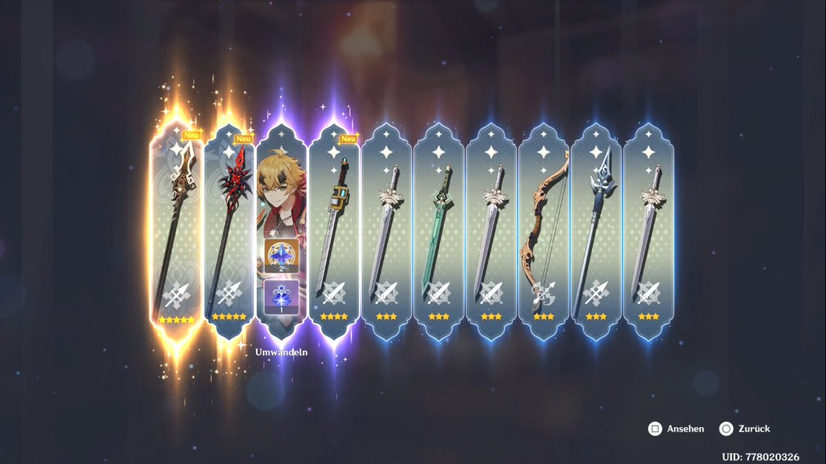 Luckiest pull so far
2x 5⭐️, also 2x 4⭐️
Now I got both #Arlecchino &amp; her signature weapon, the Crimson Moon Semblance, from the current banner in #GenshinImpact